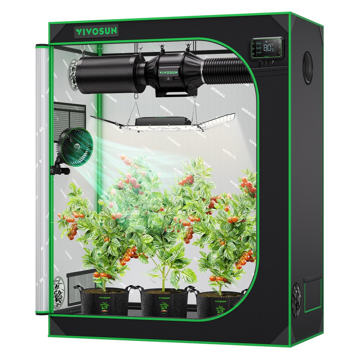 VIVOSUN S558 5x5 Grow Tent, 60"x60"x80" High Reflective Mylar with Observation Window and Floor Tray for Hydroponics Indoor Plant for VSF6450