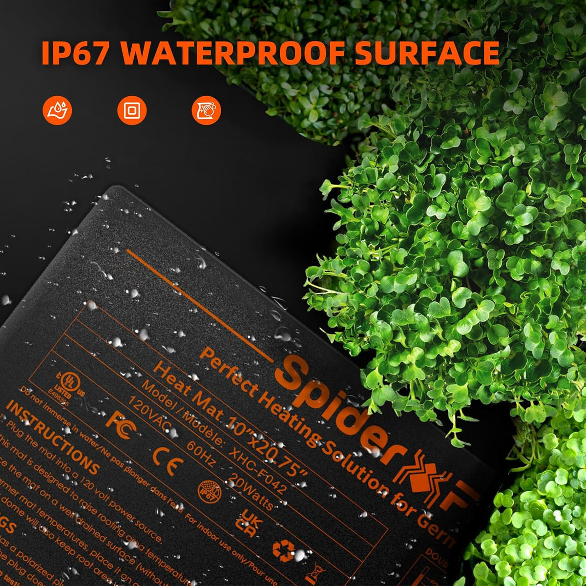 Spider Farmer 10"x20.75" Seedling Heat Mat with Built-in Thermostat