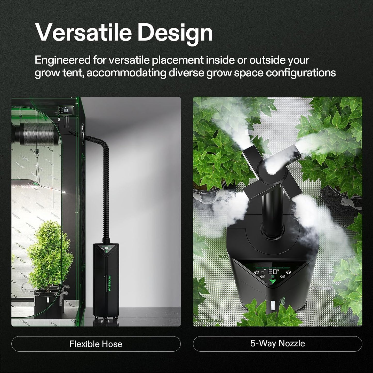 VIVOSUN AeroStream H05 Intelligent Wi-Fi Humidifier, 1.32 Gal / 5 L Humidifier with Temp & Humidity Probe, Smart Remote Control, Designed for Growers