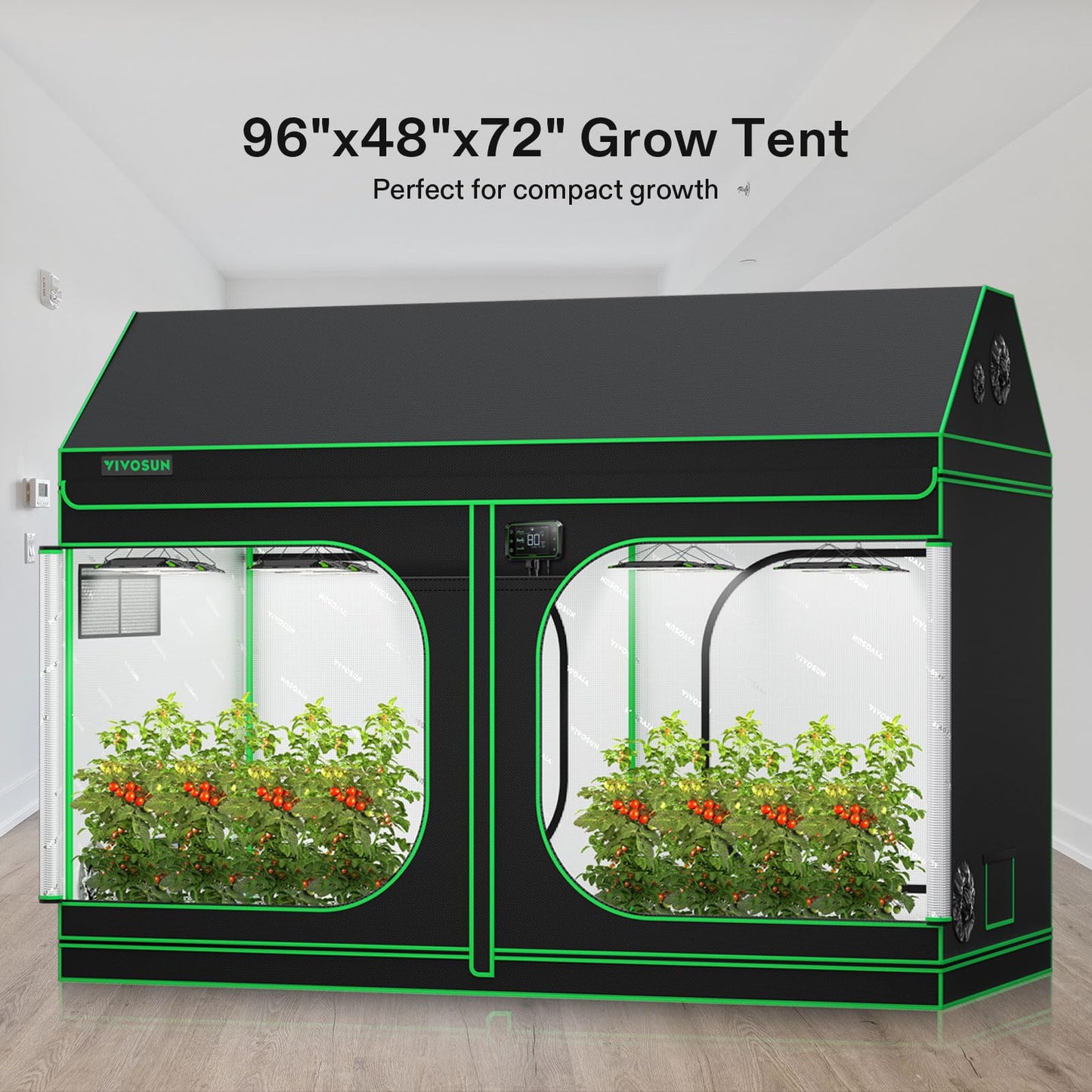 VIVOSUN R846 4x8 Grow Tent, 96"x48"x72" Roof Cube Tent with Observation Window and Floor Tray for Hydroponics Indoor Plant for VS4000/VSF4300