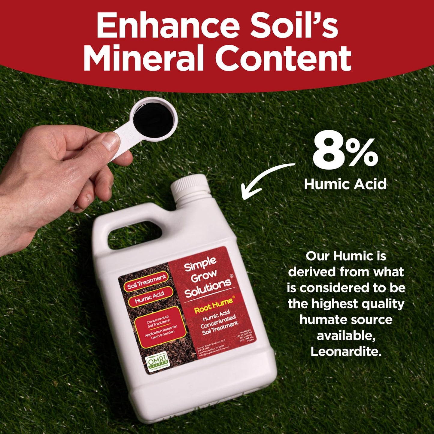Organic Humic Acid Blend for Lawn and Garden - Root Hume - Concentrated Liquid Soil Conditioner for All Grass Types -Simple Lawn Solutions- OMRI Organic - Use with Fertilizer Program (2.5 Gallon)