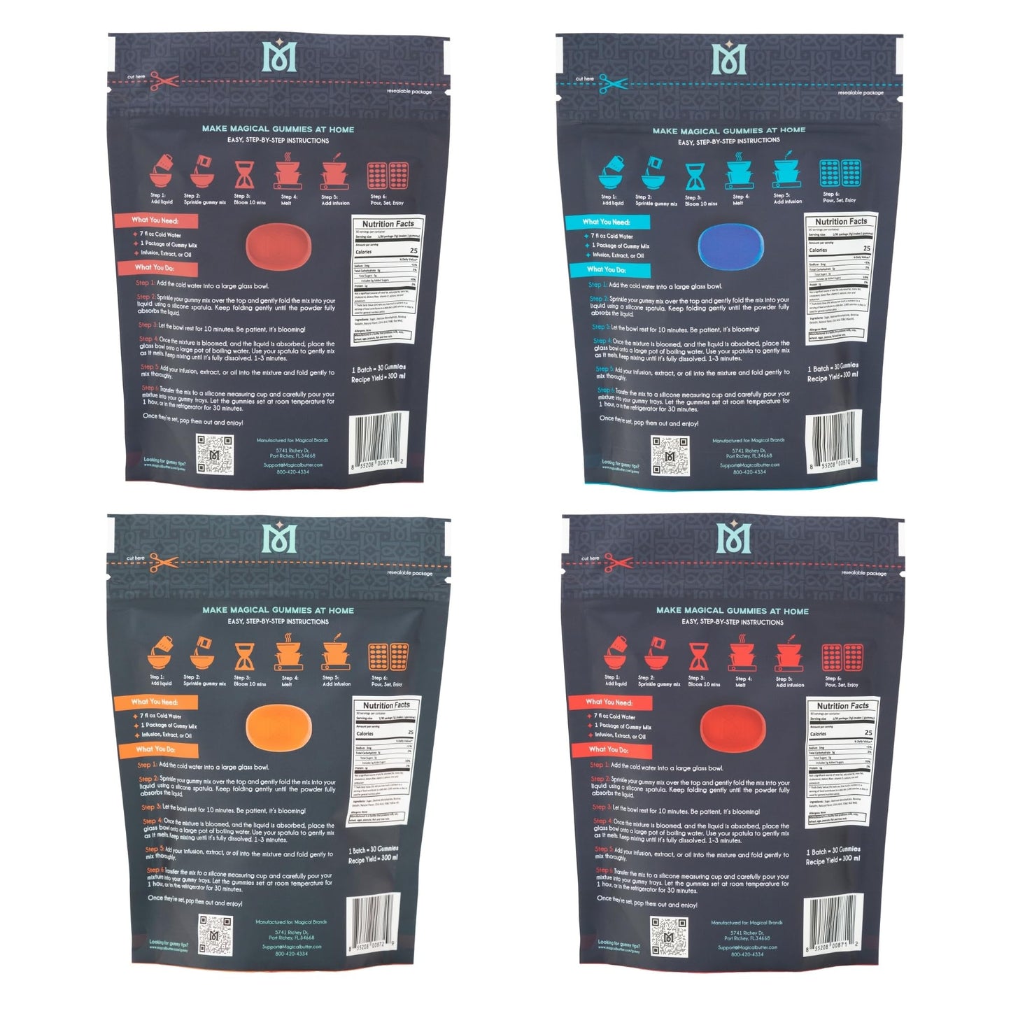 Magical Butter Normal Gummy Mix 4 Pack – Watermelon & Orange – Easy, Warm-Water Candy Mix for Homemade Gummies