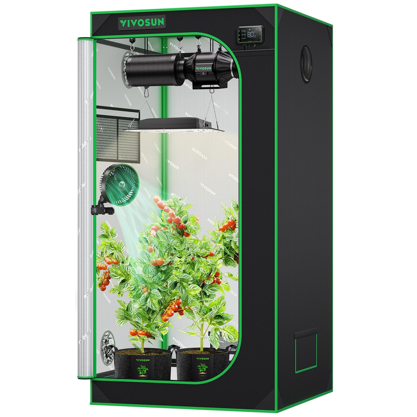 VIVOSUN S558 5x5 Grow Tent, 60"x60"x80" High Reflective Mylar with Observation Window and Floor Tray for Hydroponics Indoor Plant for VSF6450