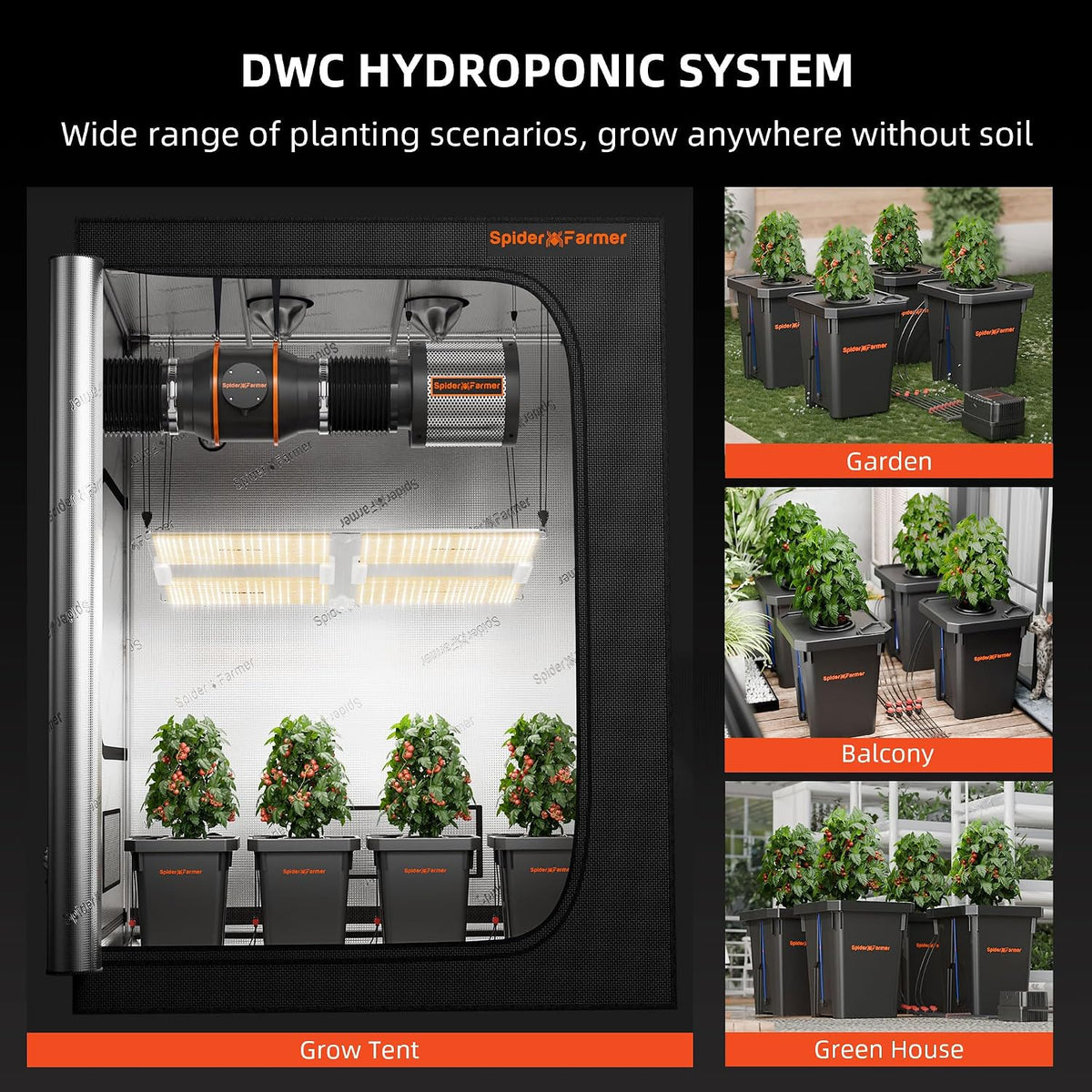 Spider Farmer DWC Hydroponics Growing System Kit 4 Buckets for Indoor Plant