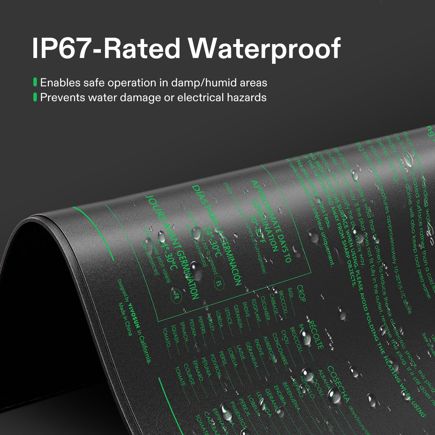 VIVOSUN Durable Waterproof Seedling Heat Mat 10" x 20.75" UL & MET-Certified Warm Hydroponic Heating Pad for Germination, Indoor Gardening, Greenhouse