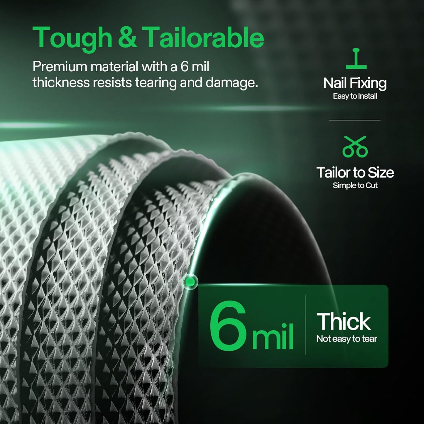 6 Mil Mylar Film Roll, 4 Ft. X 10 Ft. Diamond Film Foil Roll, Heavy-Duty Reflective Film for Grow Tent, Warm House, and Grow Room (10 Ft.)
