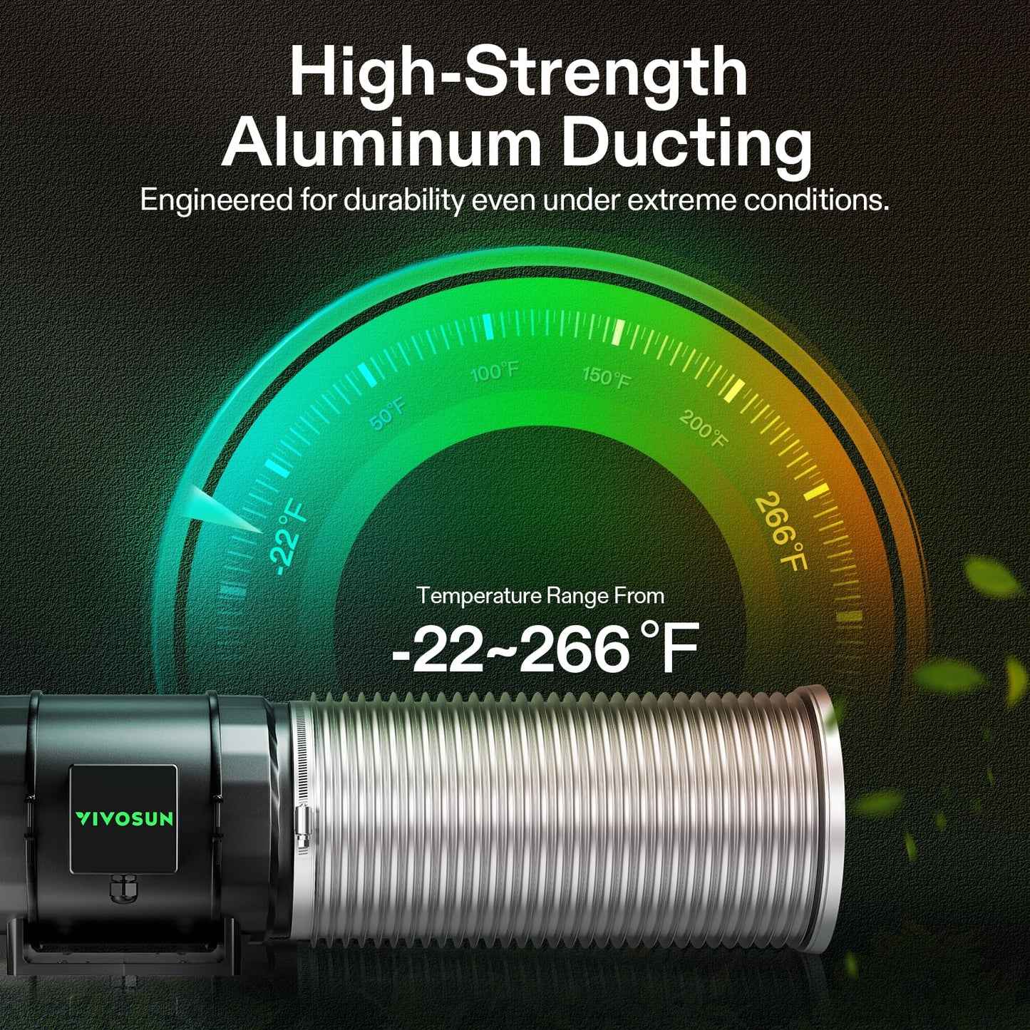 VIVOSUN 4 Inch 25 Feet Flex Air Aluminum Duct for Ventilation, 2 Clamps Included, Long Heavy-Duty Multi-Layer Dryer Hose Vent Kit, Duct Fan Systems