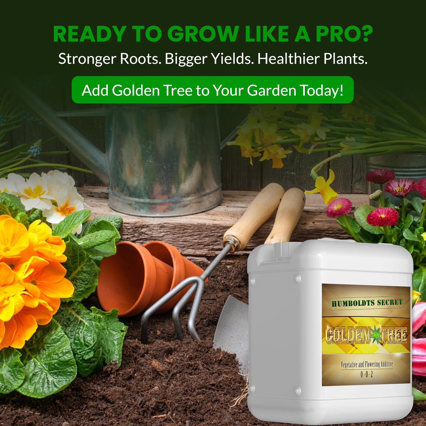 Humboldts Secret Golden Tree Liquid Plant Food | Enhances Growth Indoors or Outdoors | All-in-One Plant Nutrients for Vegetables, Trees, Flowers, Fruits, Roses, Lawns, Tomatoes | 16 Ounce