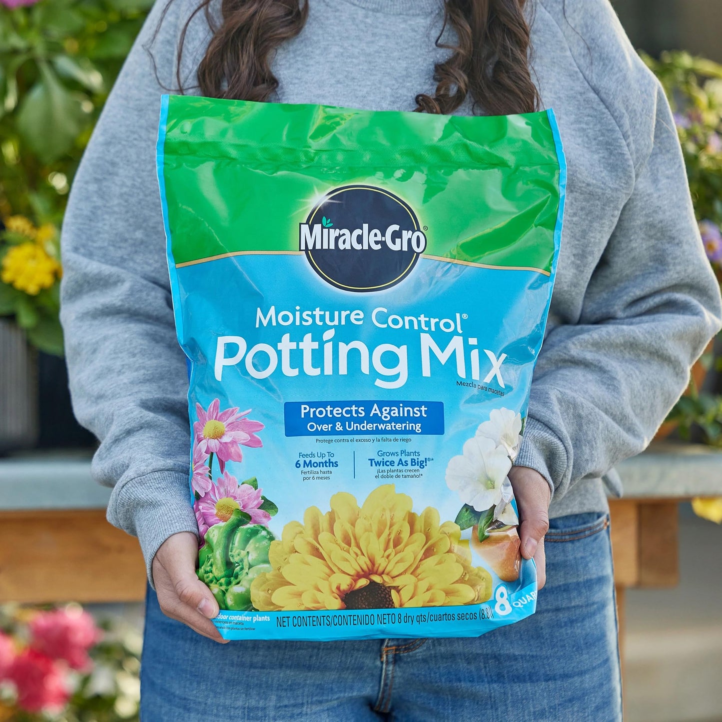 Miracle-Gro Moisture Control Potting Mix, For Container Plants, Protects against Over- and Under-Watering, 8 qt., 2-Pack