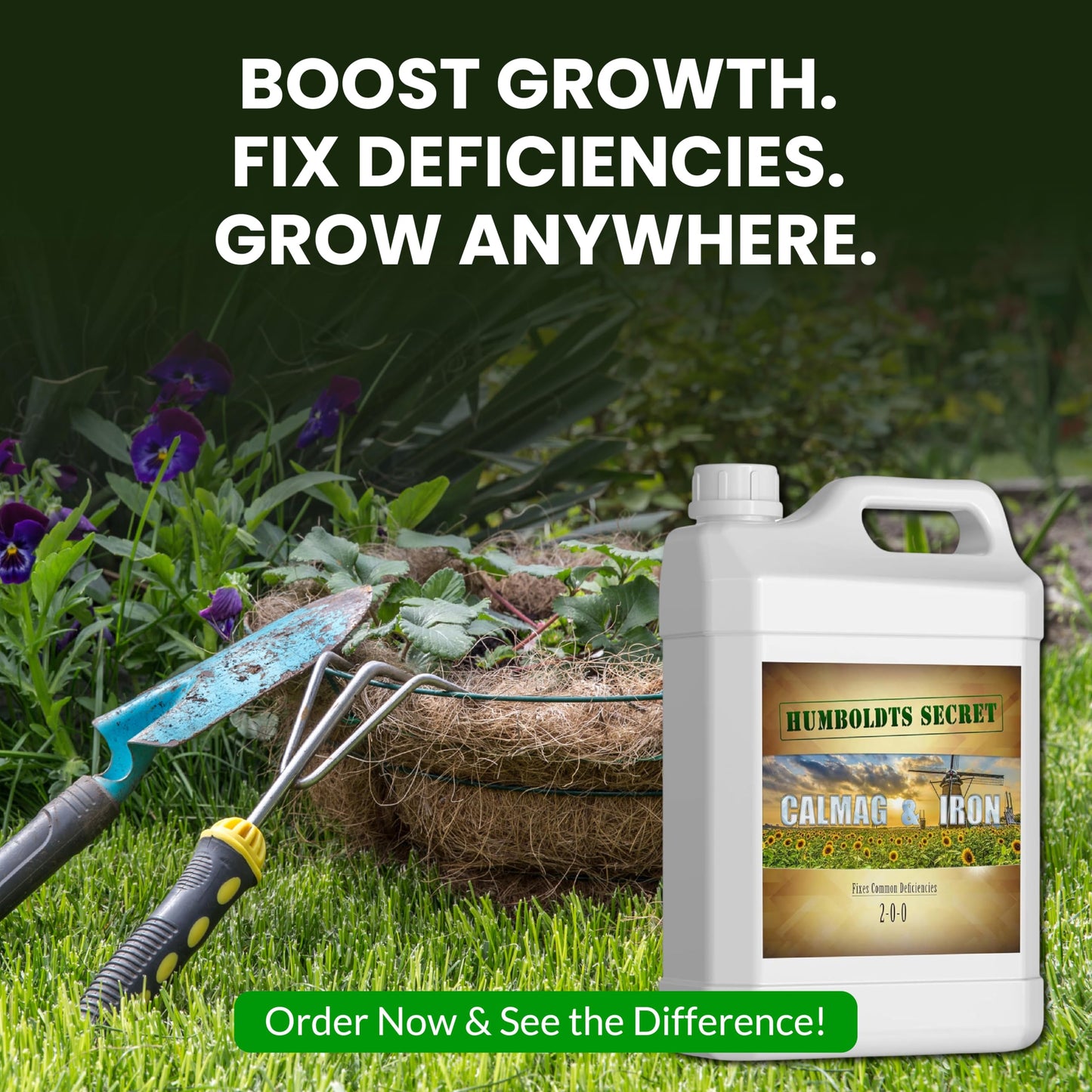 Humboldts Secret CalMag & Iron | Calcium, Magnesium & Chelated Iron Nutrient Fertilizer | Hydroponic Supplies for Vegetative & Flowering Growth in Soil, Coco, Hydroponics or RO Water | 32 Ounce