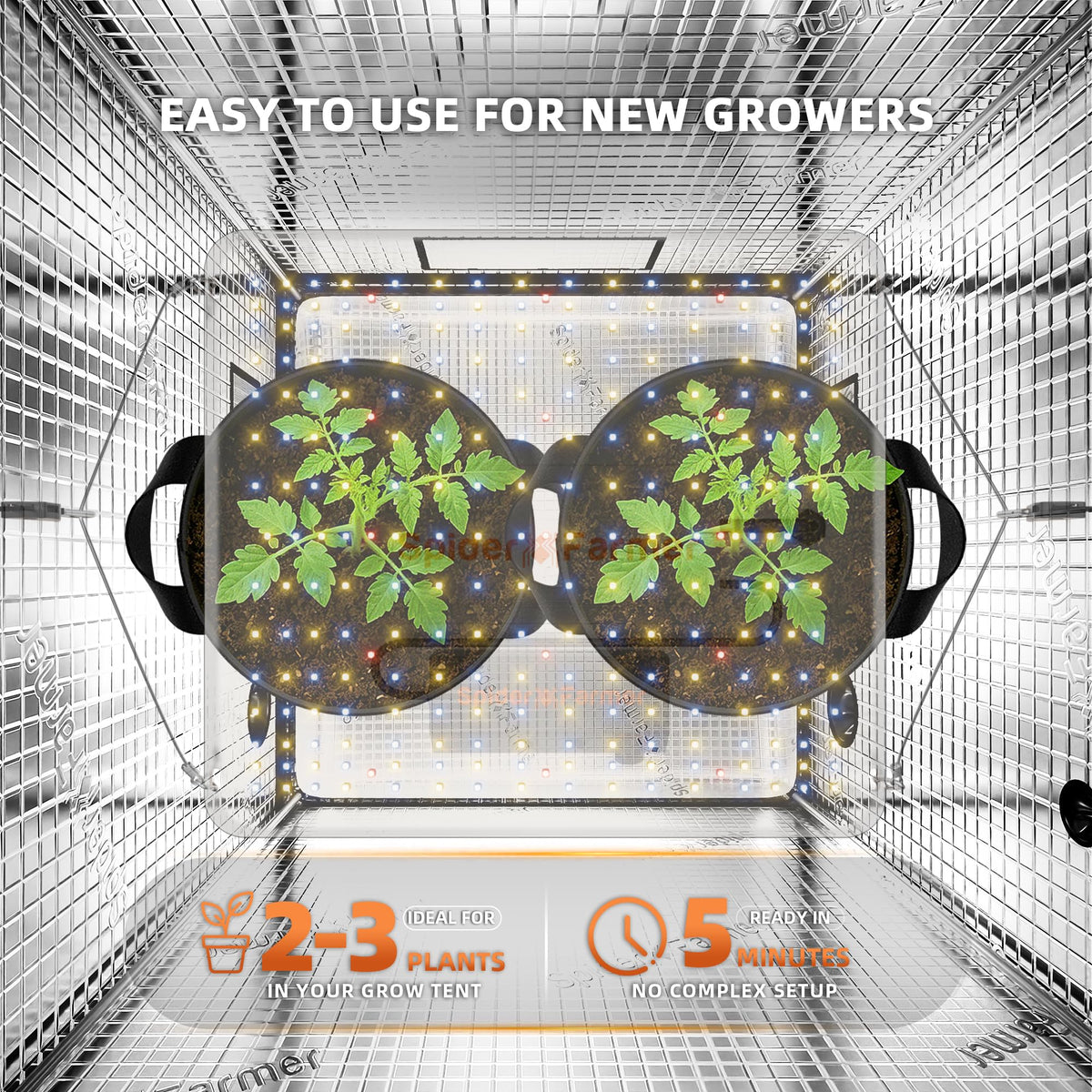 Spider Farmer SF1000 LED Grow Lights for Indoor Plants in 2x2/3x3 Grow Tent