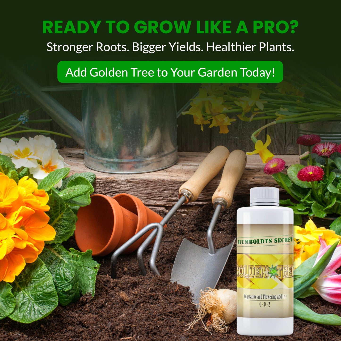 Humboldts Secret Golden Tree Liquid Plant Food | Enhances Growth Indoors or Outdoors | All-in-One Plant Nutrients for Vegetables, Trees, Flowers, Fruits, Roses, Lawns, Tomatoes | 16 Ounce