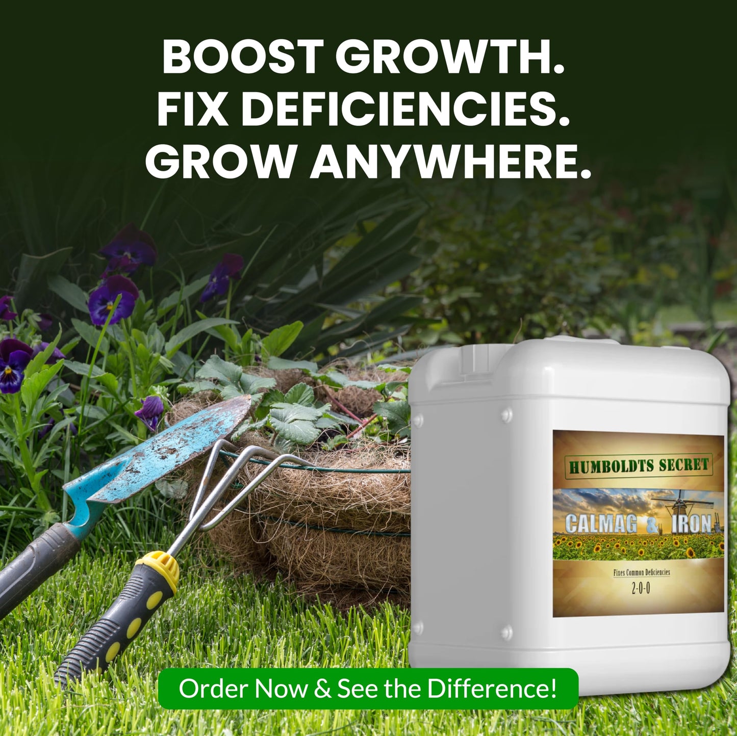 Humboldts Secret CalMag & Iron | Calcium, Magnesium & Chelated Iron Nutrient Fertilizer | Hydroponic Supplies for Vegetative & Flowering Growth in Soil, Coco, Hydroponics or RO Water | 32 Ounce