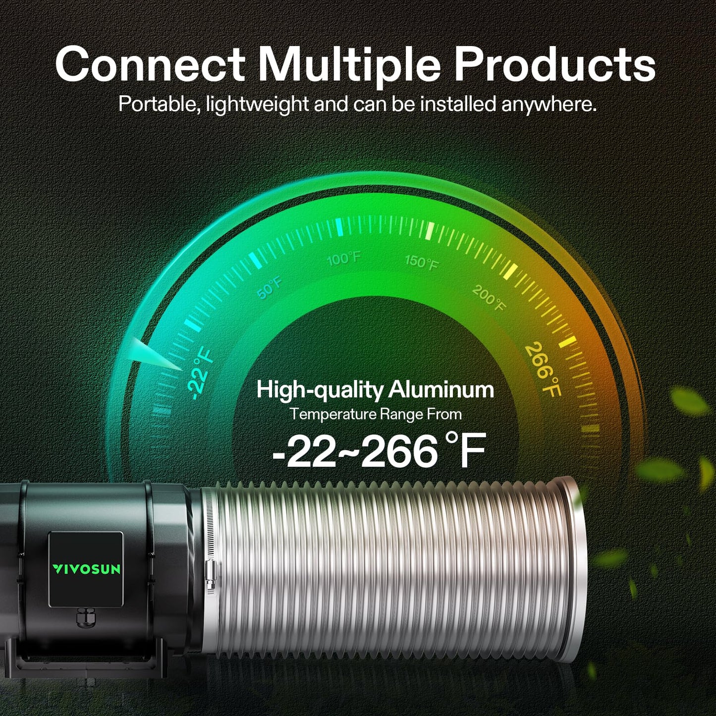 VIVOSUN 4 Inch 25 Feet Flex Air Aluminum Duct for Ventilation, 2 Clamps Included, Long Heavy-Duty Multi-Layer Dryer Hose Vent Kit, Duct Fan Systems