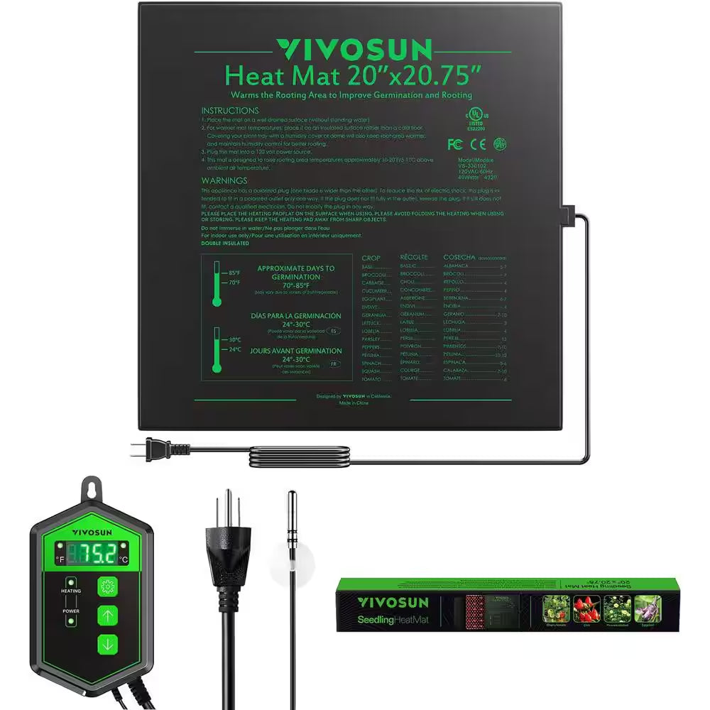 20 In. X 20.75 In. Seedling Heat Mat and Digital Thermostat Combo Set