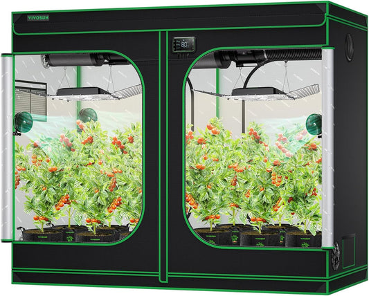 S848 4X8 Grow Tent, 96"X48"X80" High Reflective Mylar with Observation Window and Floor Tray for Hydroponics Indoor Plant for VS4000/VSF4300