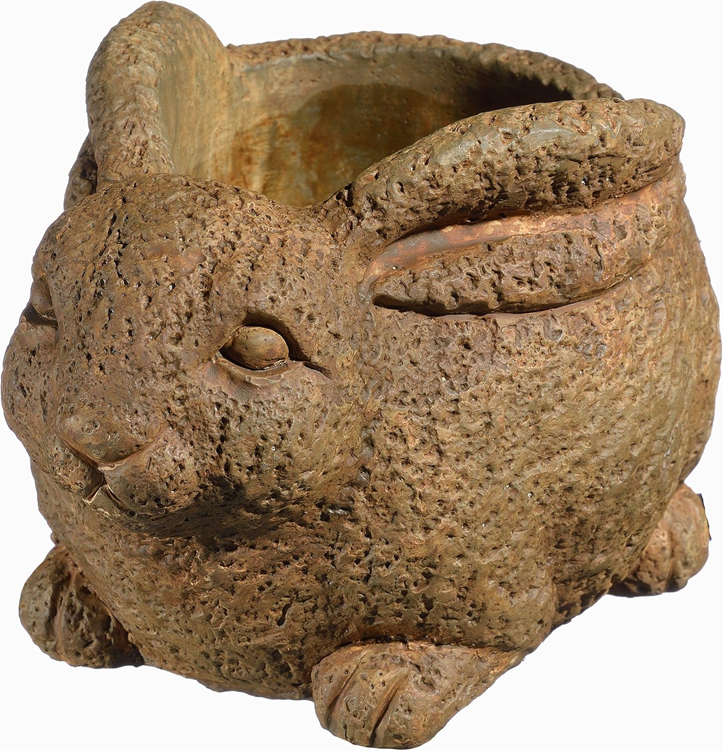 Classic Home and Garden Cement Buddies Animal Planter - Cute Desk Decoration - UV Coated Animal Vase w/ Drain Plug -Succulent Plant Pot for Indoor/Outdoor Use (Rabbit Planter, Rust, Small)