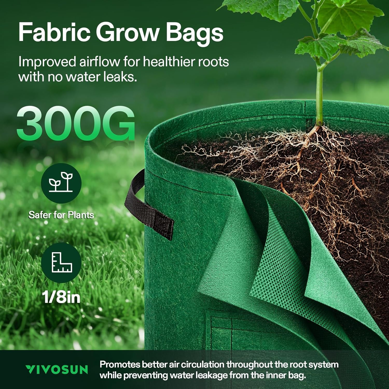 5-Pack 7 Gallon Potato Grow Bags for Growing Potatoes, Fabric Potato Pots with Handle and Roll-Up Window, Potato Growing Containers Potato Planter Potato Planter for Growing Potatoes, Green