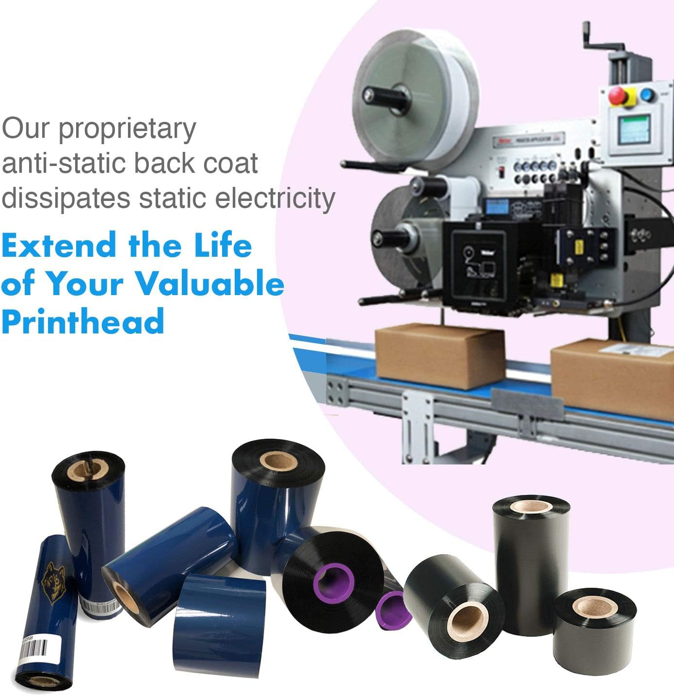 6 Rolls  4.33" X 243' (110Mm X 74M) Black Premium Resin-Enhanced Wax Thermal Transfer Ribbon Compatible with Zebra Gc420T, Gk420T, Gx420T, Gx430T, TLP2442, TLP2844, ZD220, Zd421T Printers