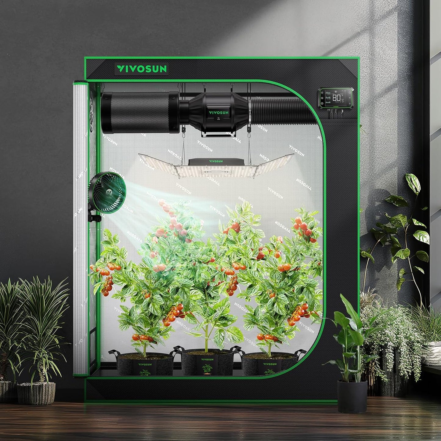 S425 4X2 Grow Tent, 48"X24"X60" High Reflective Mylar with Observation Window and Floor Tray for Hydroponics Indoor Plant for VS2000