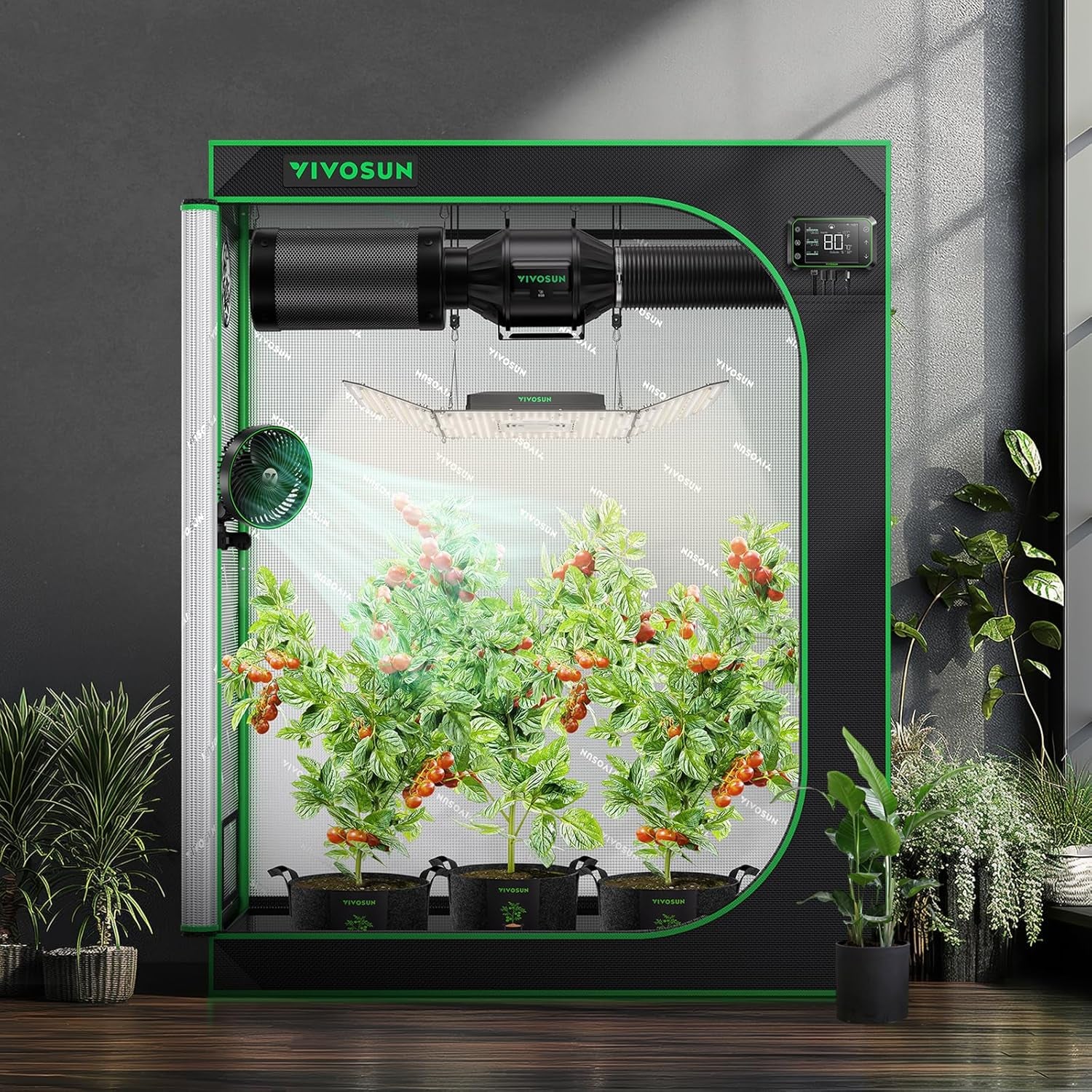 S425 4X2 Grow Tent, 48"X24"X60" High Reflective Mylar with Observation Window and Floor Tray for Hydroponics Indoor Plant for VS2000