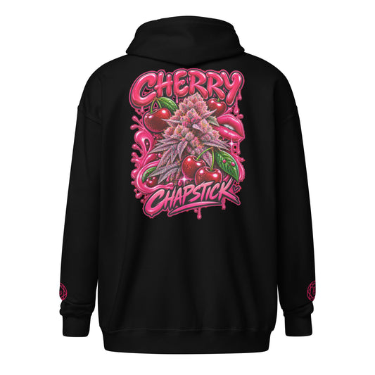 Cherry Chapstick Zip Hoodie — back view